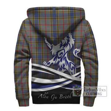 Balfour Tartan Sherpa Hoodie with Alba Gu Brath Regal Lion Emblem