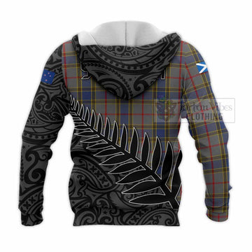 Balfour Crest Tartan Knitted Hoodie with New Zealand Silver Fern Half Style