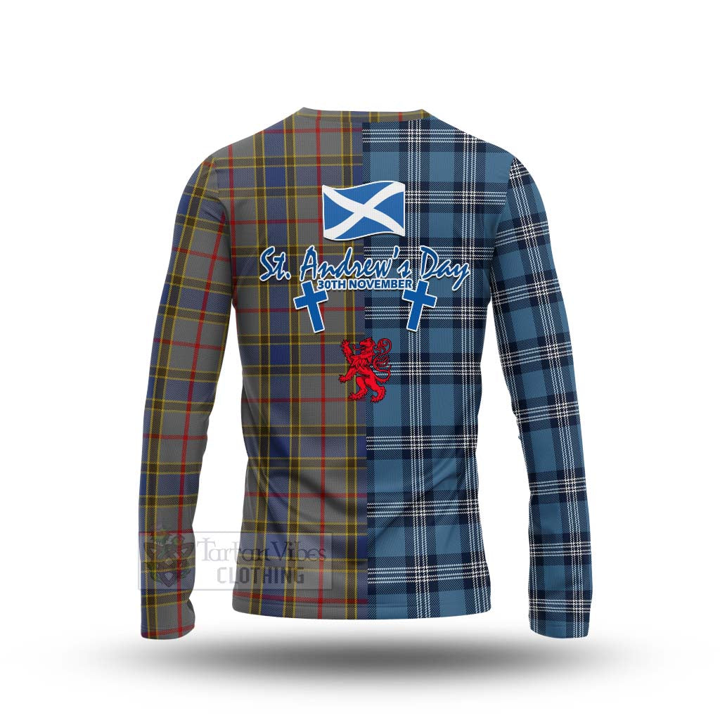 Tartan Vibes Clothing Balfour Tartan Long Sleeve T-Shirt Happy St. Andrew's Day Half Tartan Style