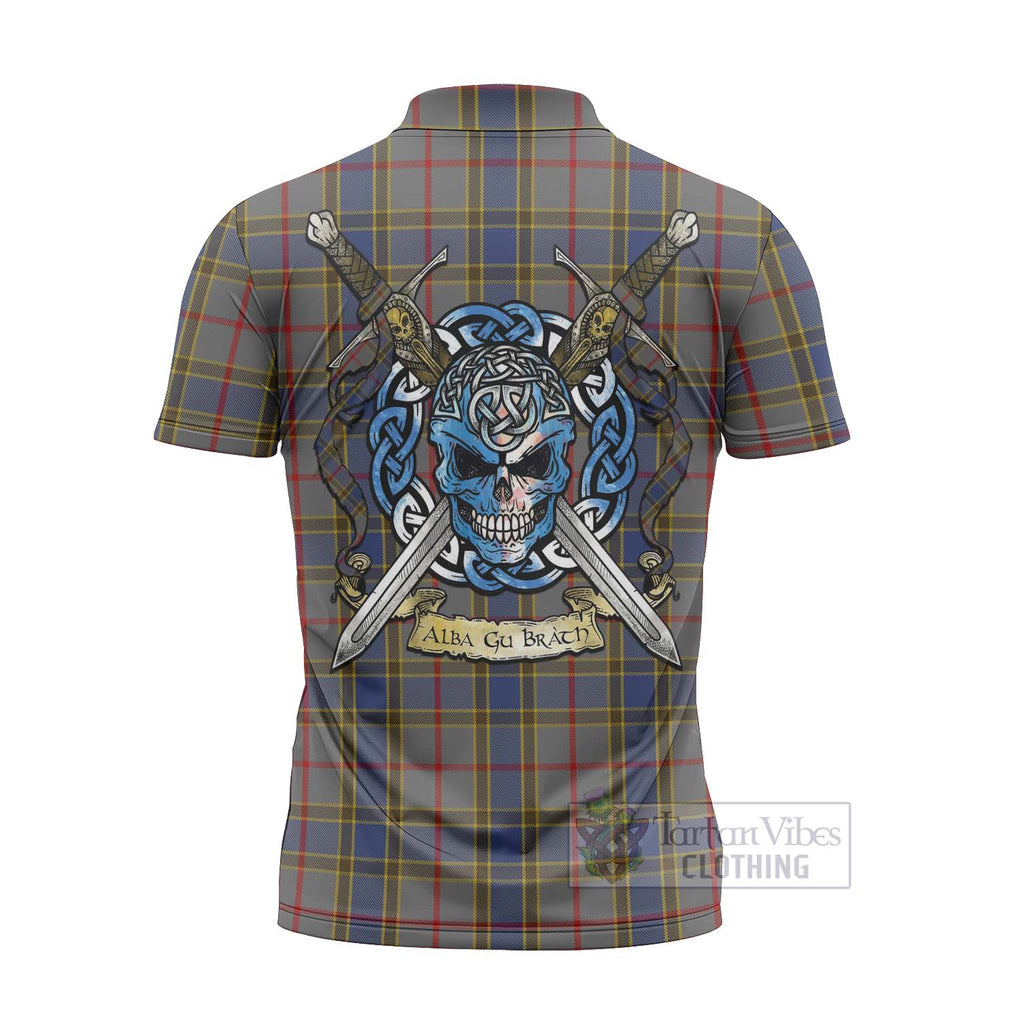 Tartan Vibes Clothing Balfour Tartan Zipper Polo Shirt with Family Crest Celtic Skull Style