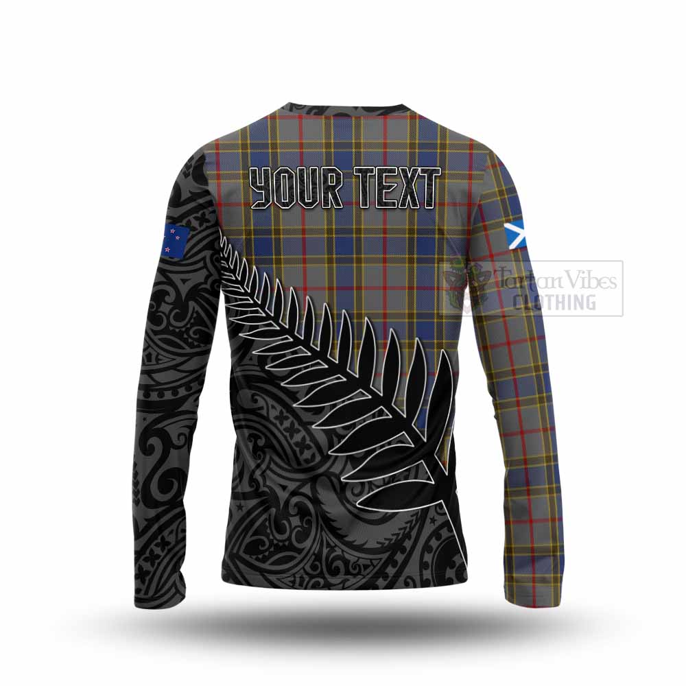 Tartan Vibes Clothing Balfour Crest Tartan Long Sleeve T-Shirt with New Zealand Silver Fern Half Style