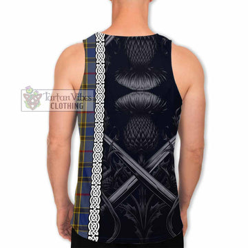 Balfour Tartan Men's Tank Top with Family Crest Cross Sword Thistle Celtic Vibes