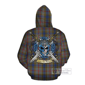 Balfour Tartan Cotton Hoodie with Family Crest Celtic Skull Style