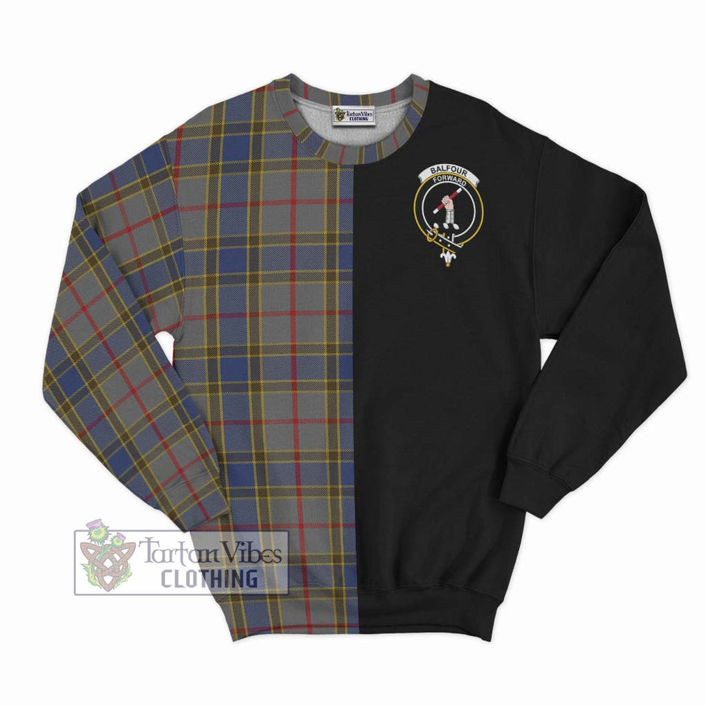 Balfour Tartan Sweatshirt with Family Crest and Half Of Me Style - Tartanvibesclothing Shop