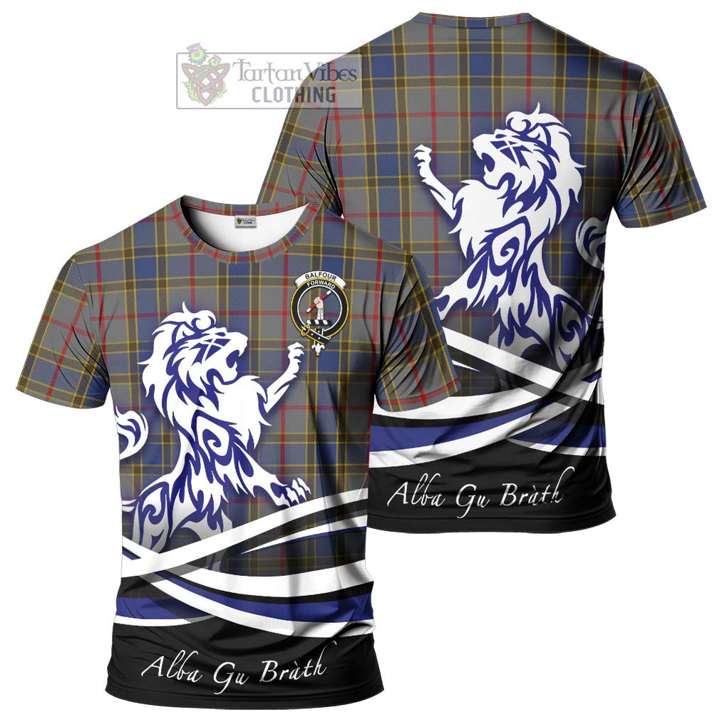 Tartan Vibes Clothing Balfour Tartan Cotton T-shirt with Alba Gu Brath Regal Lion Emblem