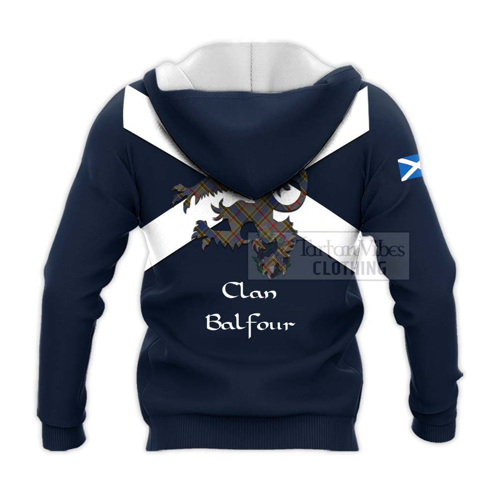 Tartan Vibes Clothing Balfour Tartan Lion Rampant Knitted Hoodie – Proudly Display Your Heritage with Alba Gu Brath and Clan Name