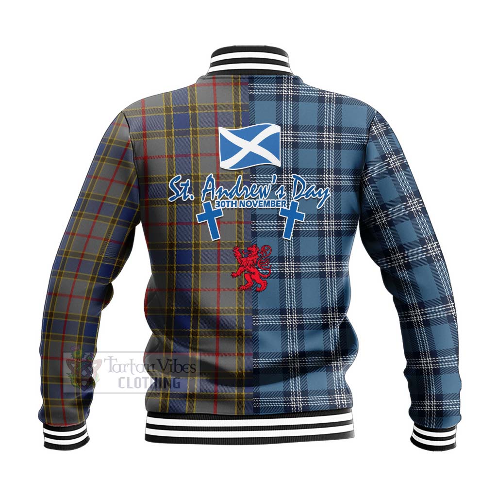 Tartan Vibes Clothing Balfour Tartan Baseball Jacket Happy St. Andrew's Day Half Tartan Style