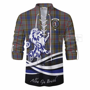 Balfour Tartan Ghillie Kilt Shirt with Alba Gu Brath Regal Lion Emblem