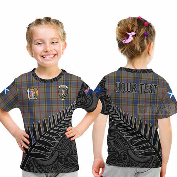 Balfour Crest Tartan Kid T-Shirt with New Zealand Silver Fern Half Style - Tartan Vibes Clothing