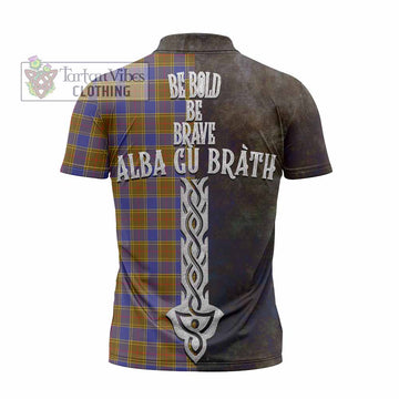 Balfour Tartan Family Crest Zipper Polo Shirt Alba Gu Brath Be Brave Lion Ancient Style - Tartan Vibes Clothing