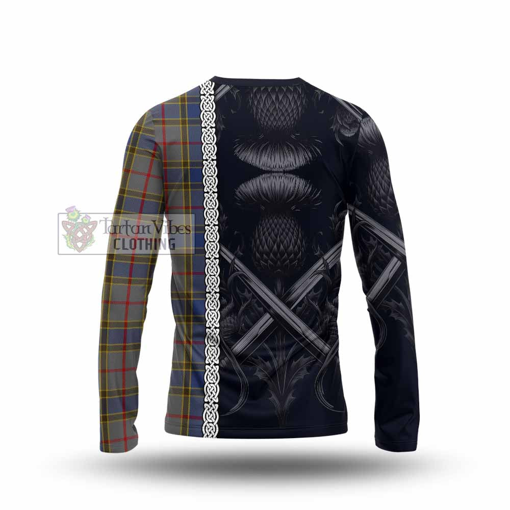 Tartan Vibes Clothing Balfour Tartan Long Sleeve T-Shirt with Family Crest Cross Sword Thistle Celtic Vibes