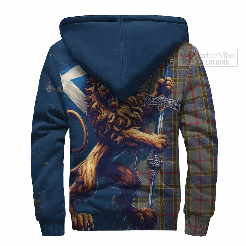 Tartan Vibes Clothing Balfour Tartan Family Crest Sherpa Hoodie with Scottish Majestic Lion