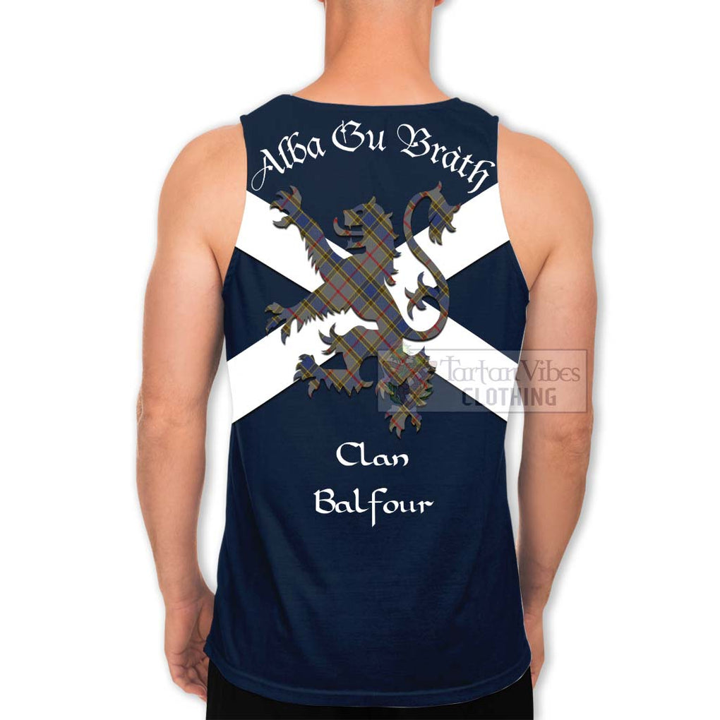 Tartan Vibes Clothing Balfour Tartan Lion Rampant Men's Tank Top – Proudly Display Your Heritage with Alba Gu Brath and Clan Name