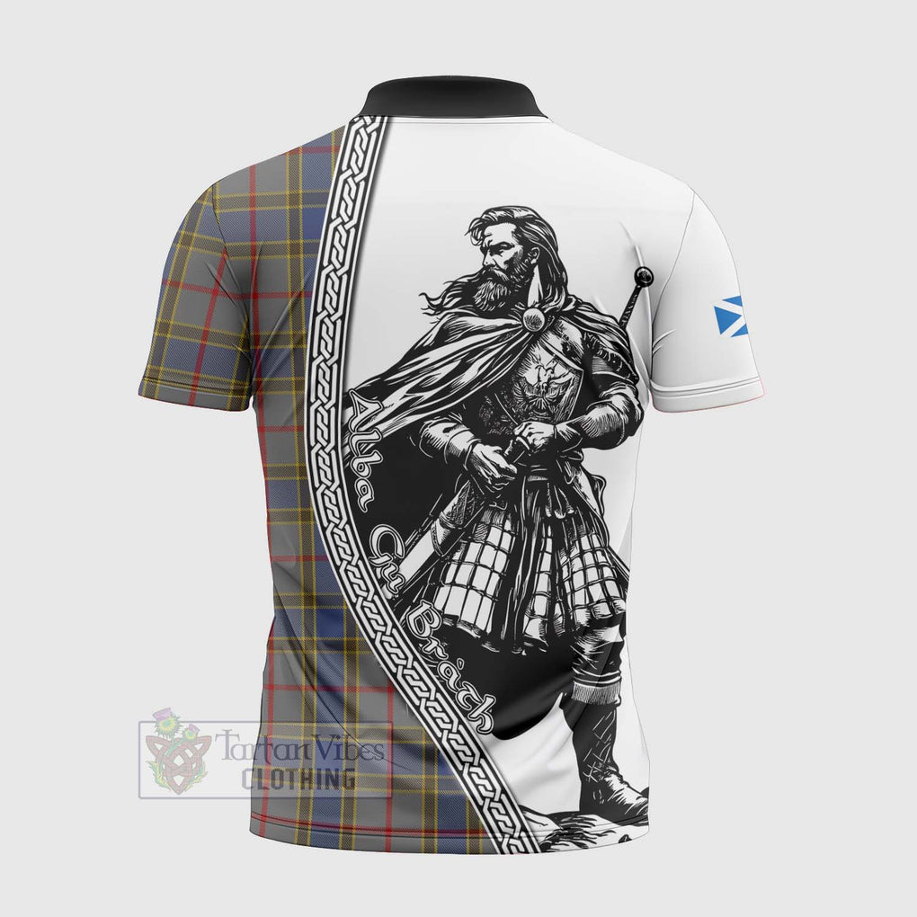 Tartan Vibes Clothing Balfour Tartan Clan Crest Zipper Polo Shirt with Highlander Warrior Celtic Style