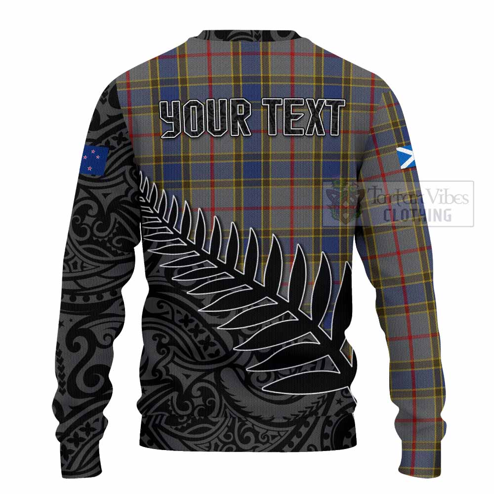 Tartan Vibes Clothing Balfour Crest Tartan Knitted Sweater with New Zealand Silver Fern Half Style