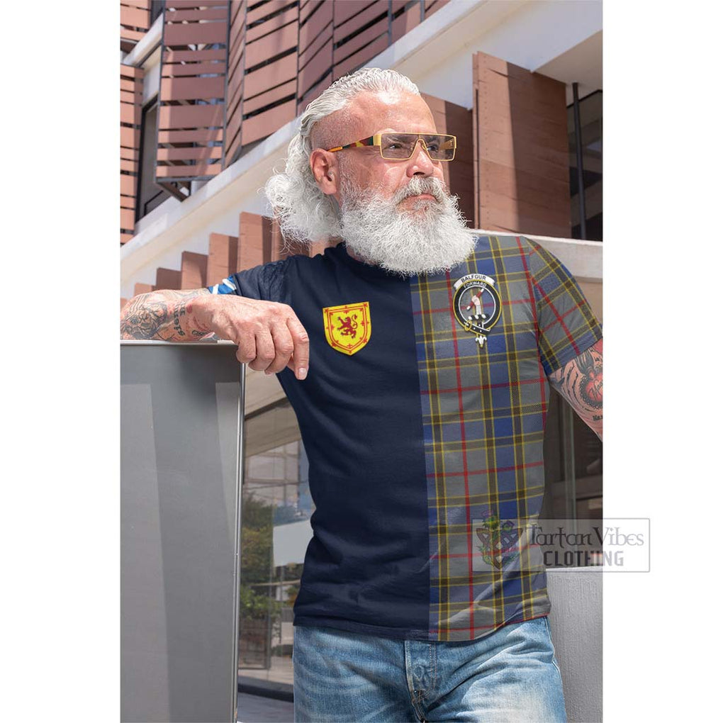 Tartan Vibes Clothing Balfour Tartan Cotton T-shirt with Scottish Lion Royal Arm Half Style