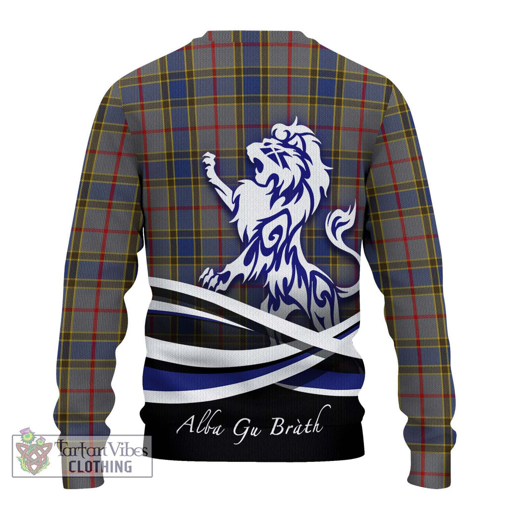 Balfour Tartan Knitted Sweater with Alba Gu Brath Regal Lion Emblem - Tartanvibesclothing Shop