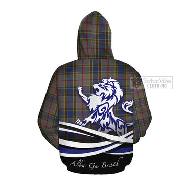 Balfour Tartan Cotton Hoodie with Alba Gu Brath Regal Lion Emblem