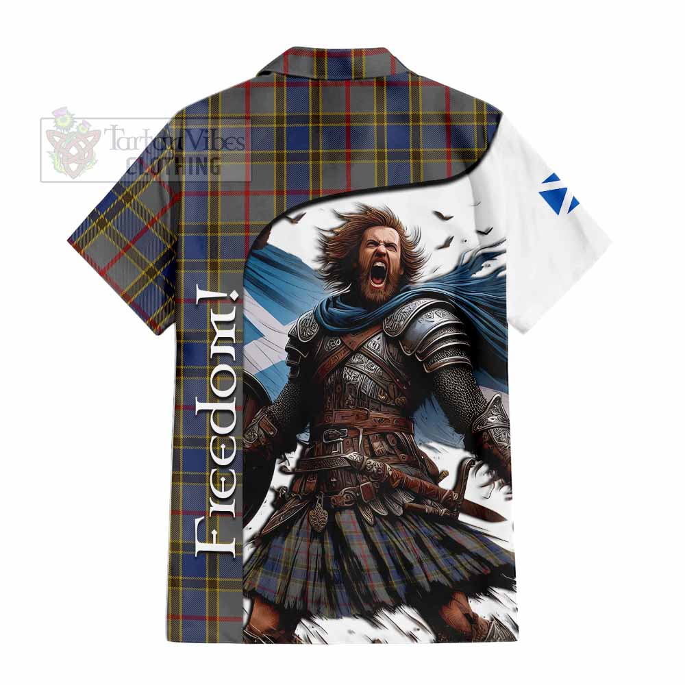 Tartan Vibes Clothing Balfour Crest Tartan Short Sleeve Button Shirt Inspired by the Freedom of Scottish Warrior