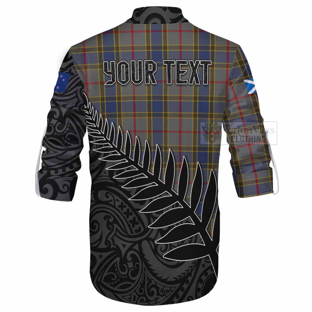 Tartan Vibes Clothing Balfour Crest Tartan Ghillie Kilt Shirt with New Zealand Silver Fern Half Style