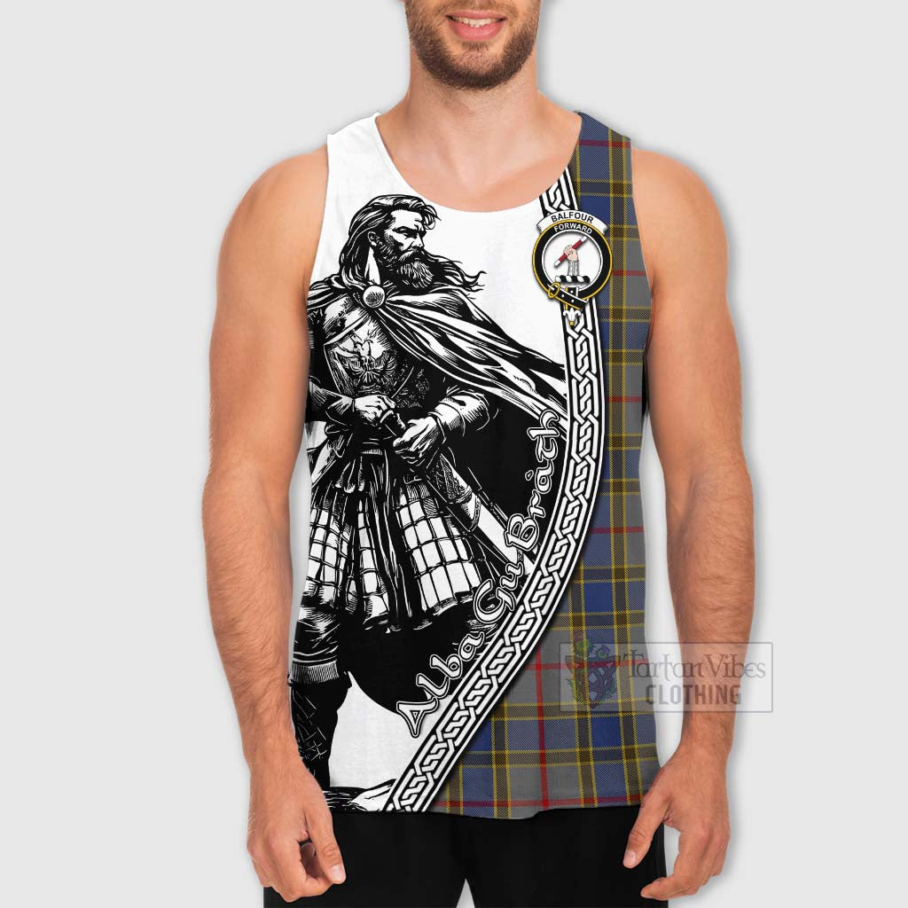 Balfour Tartan Clan Crest Men's Tank Top with Highlander Warrior Celtic Style - Tartan Vibes Clothing