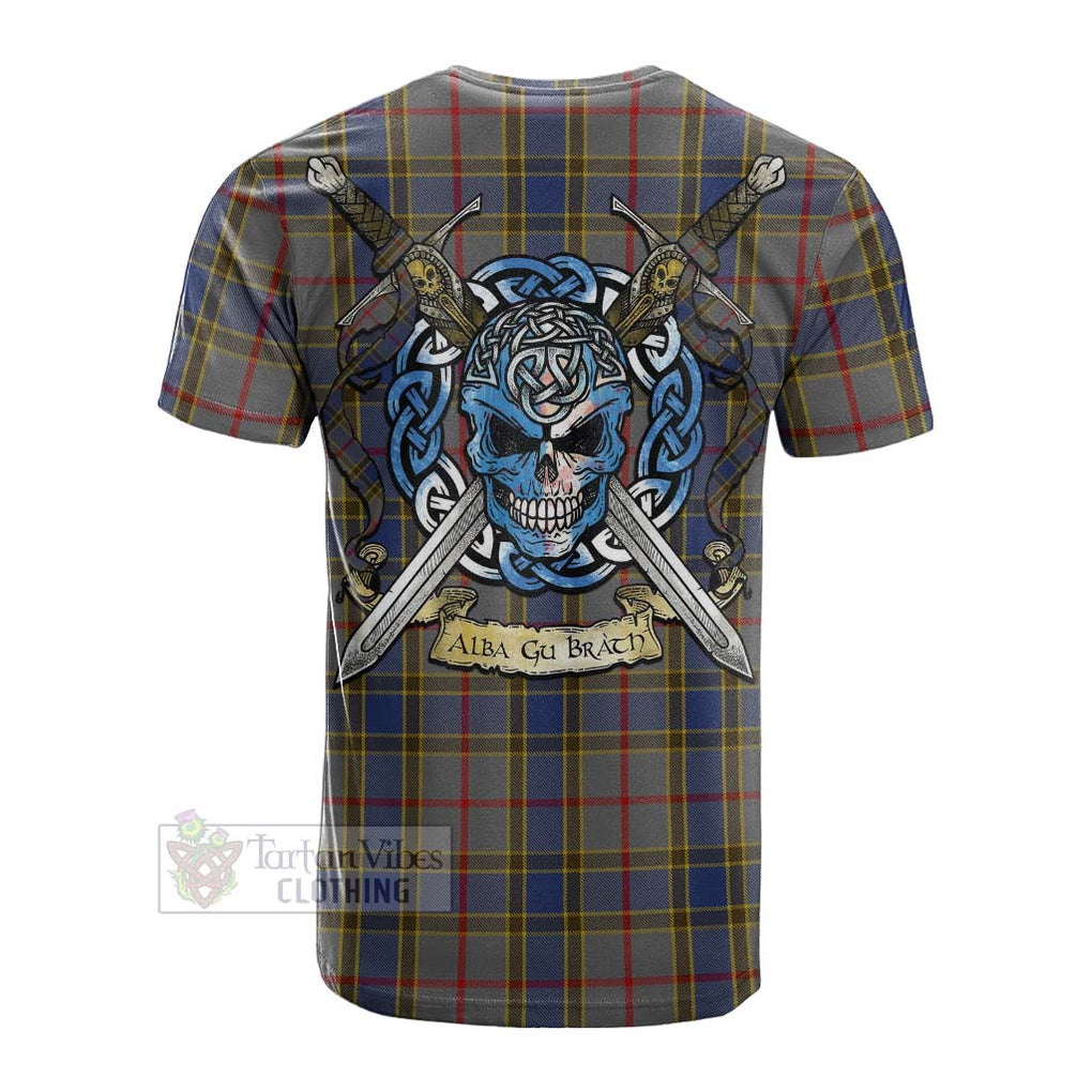 Tartan Vibes Clothing Balfour Tartan Cotton T-shirt with Family Crest Celtic Skull Style