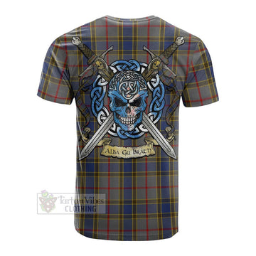 Balfour Tartan Cotton T-shirt with Family Crest Celtic Skull Style