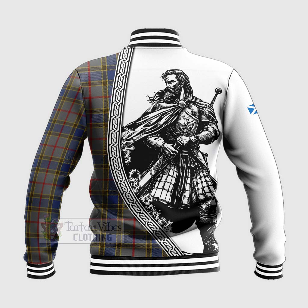 Tartan Vibes Clothing Balfour Tartan Clan Crest Baseball Jacket with Highlander Warrior Celtic Style