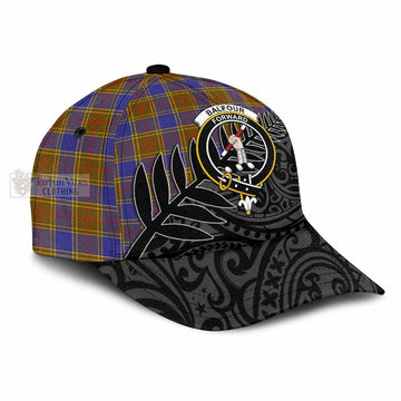 Balfour Crest Tartan Classic Cap with New Zealand Silver Fern Half Style