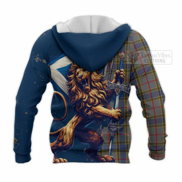 Balfour Tartan Family Crest Knitted Hoodie with Scottish Majestic Lion