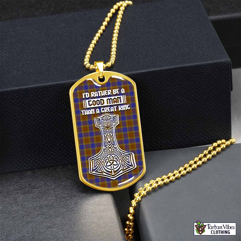 Tartan Vibes Clothing Balfour Tartan Dog Tag Necklace Viking Mjolnir Style