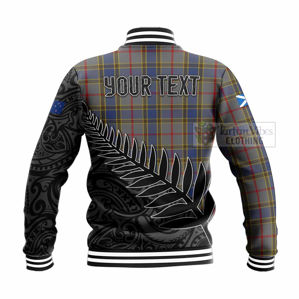 Tartan Vibes Clothing Balfour Crest Tartan Baseball Jacket with New Zealand Silver Fern Half Style