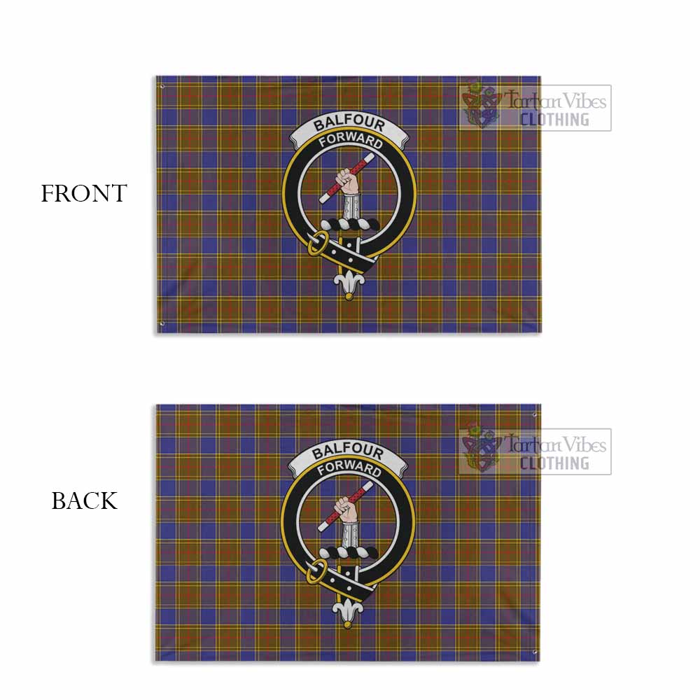 Tartan Vibes Clothing Balfour Tartan House Flag with Family Crest