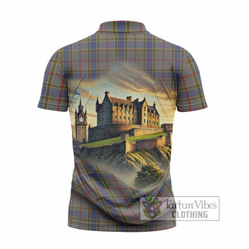 Balfour Tartan Family Crest Zipper Polo Shirt with Scottish Ancient Castle Style - Tartan Vibes Clothing