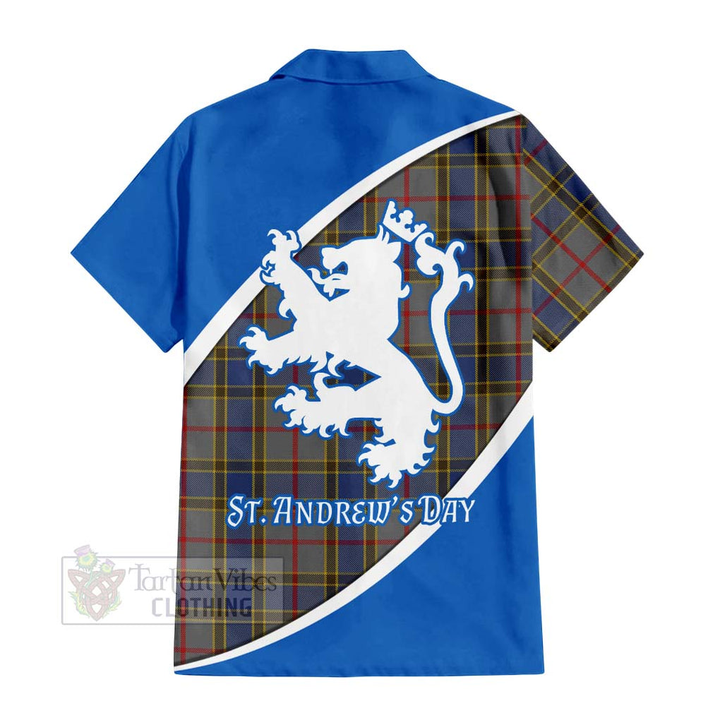 Tartan Vibes Clothing Balfour Family Crest Tartan Short Sleeve Button Shirt Celebrate Saint Andrew's Day in Style