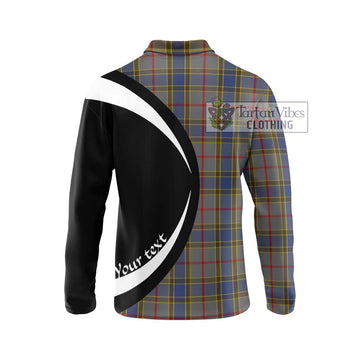 Balfour Tartan Long Sleeve Polo Shirt with Family Crest Circle Style