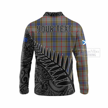 Balfour Crest Tartan Long Sleeve Polo Shirt with New Zealand Silver Fern Half Style