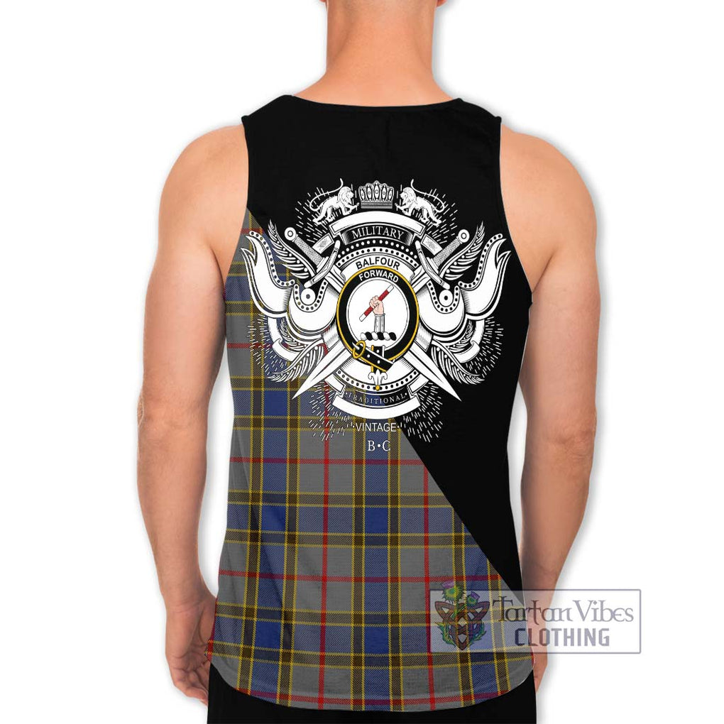 Balfour Tartan Men's Tank Top with Family Crest and Military Logo Style - Tartanvibesclothing Shop