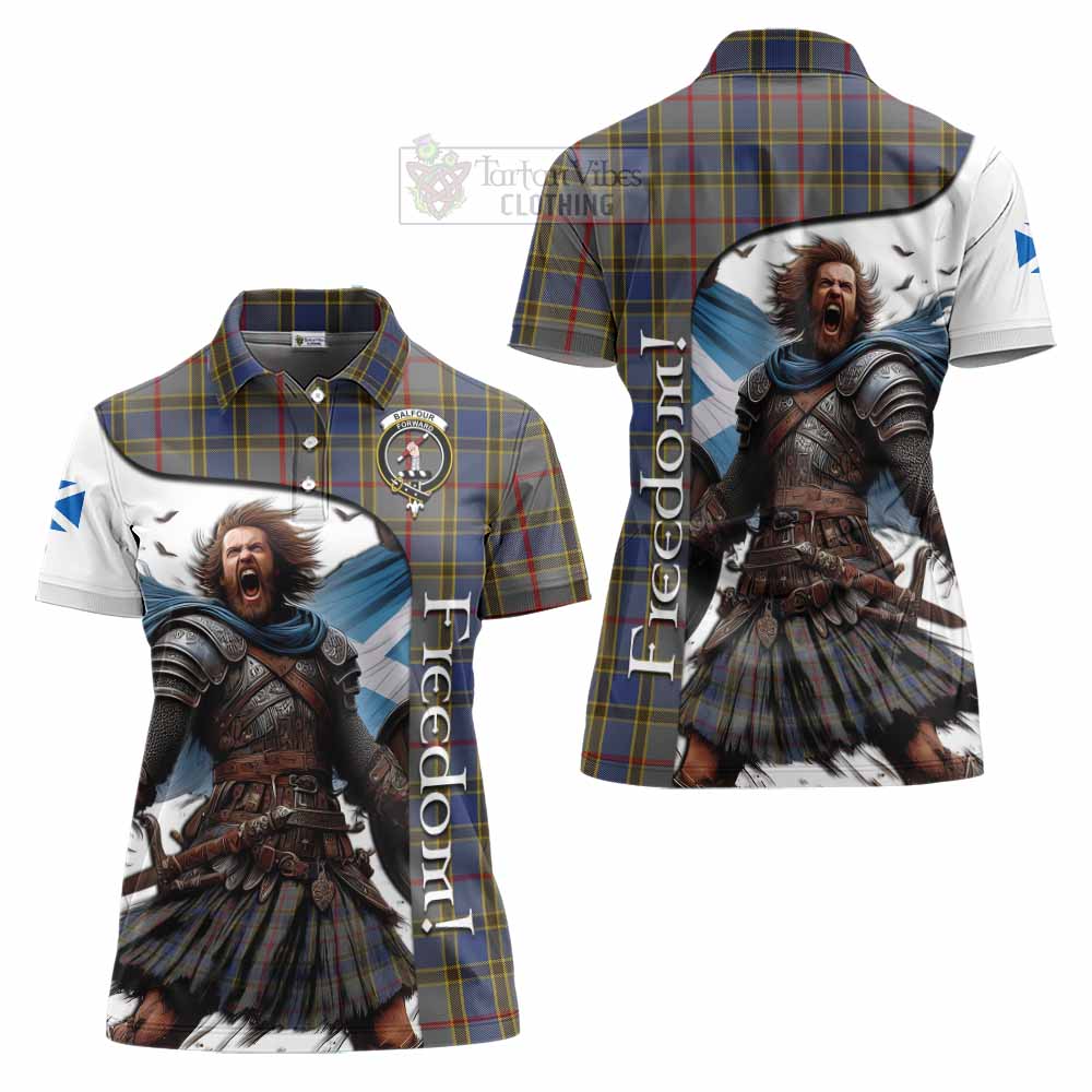 Tartan Vibes Clothing Balfour Crest Tartan Women's Polo Shirt Inspired by the Freedom of Scottish Warrior