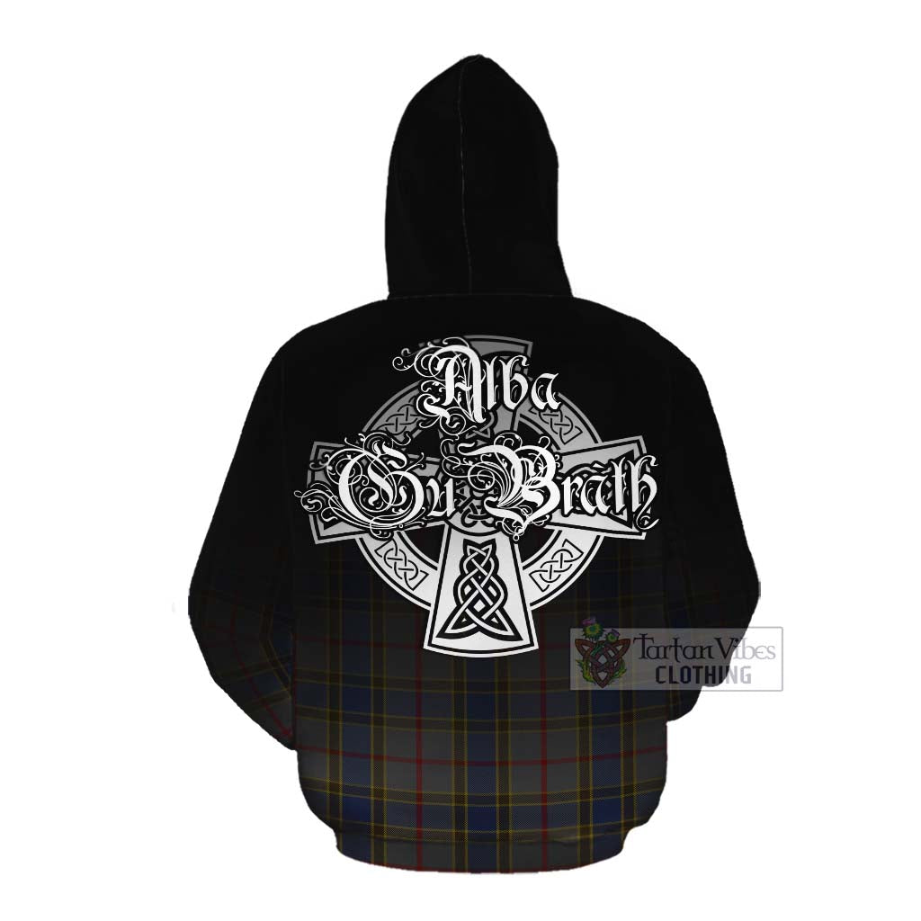 Tartan Vibes Clothing Balfour Tartan Cotton Hoodie Featuring Alba Gu Brath Family Crest Celtic Inspired