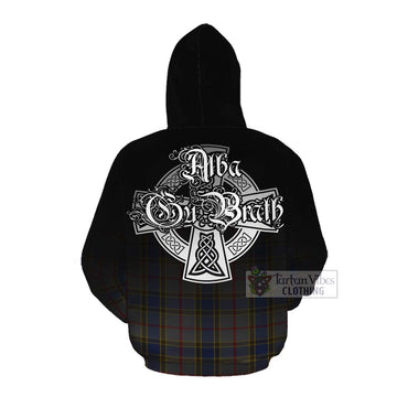 Balfour Tartan Cotton Hoodie Featuring Alba Gu Brath Family Crest Celtic Inspired