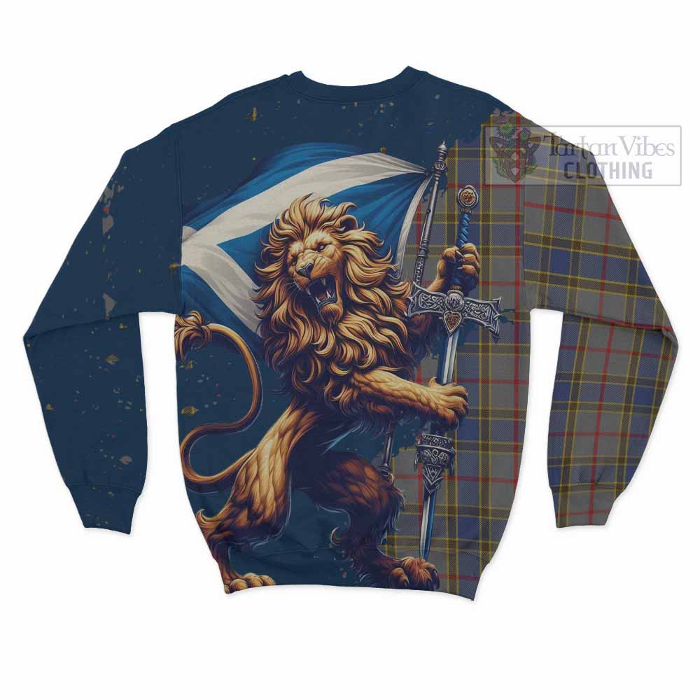 Tartan Vibes Clothing Balfour Tartan Family Crest Sweatshirt with Scottish Majestic Lion