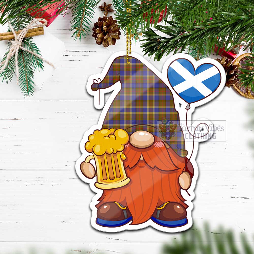 Tartan Vibes Clothing Balfour Tartan Gnome Holding Beer Glass Christmas Ornament with Personalized National Flag