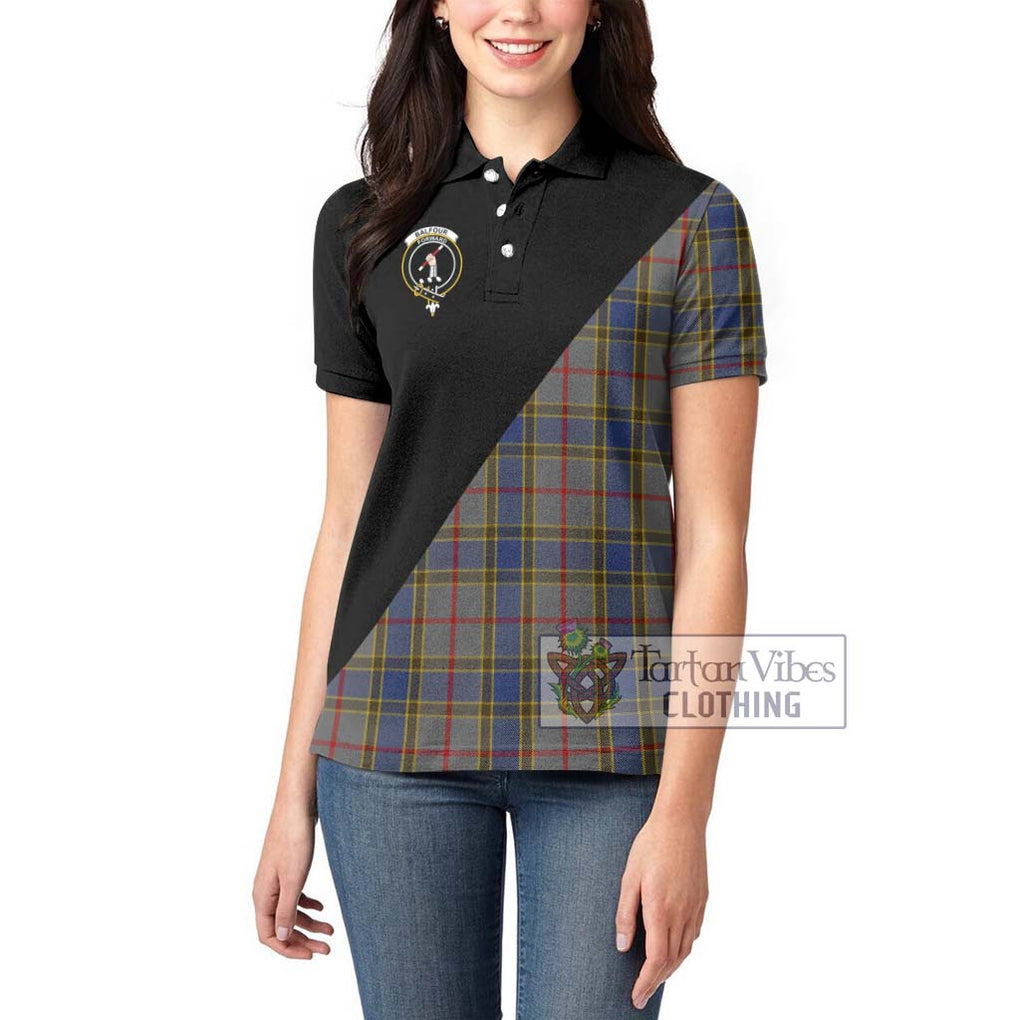 Balfour Tartan Women's Polo Shirt with Family Crest and Military Logo Style - Tartanvibesclothing Shop