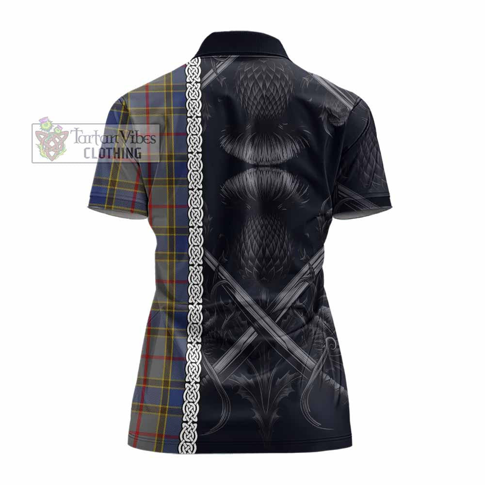 Tartan Vibes Clothing Balfour Tartan Women's Polo Shirt with Family Crest Cross Sword Thistle Celtic Vibes