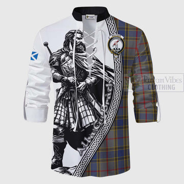 Balfour Tartan Clan Crest Ghillie Kilt Shirt with Highlander Warrior Celtic Style