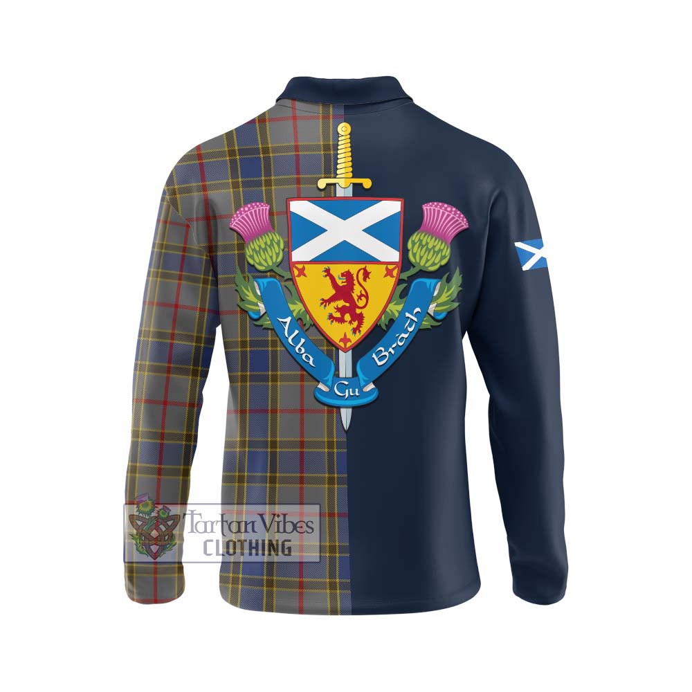 Tartan Vibes Clothing Balfour Tartan Long Sleeve Polo Shirt with Scottish Lion Royal Arm Half Style