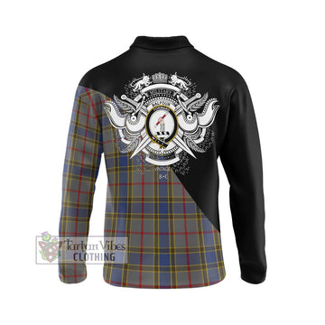 Balfour Tartan Long Sleeve Polo Shirt with Family Crest and Military Logo Style