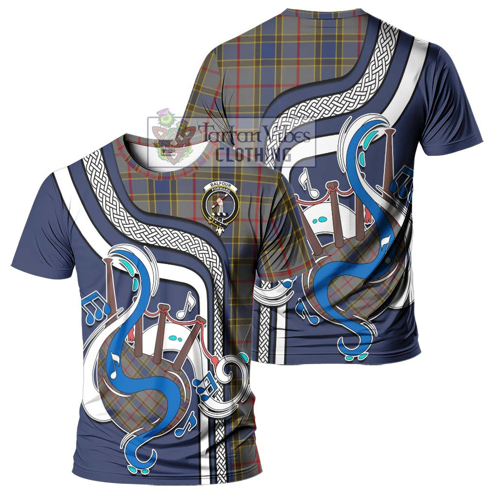 Balfour Tartan T-Shirt with Epic Bagpipe Style - Tartanvibesclothing Shop