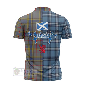 Balfour Tartan Zipper Polo Shirt Happy St. Andrew's Day Half Tartan Style